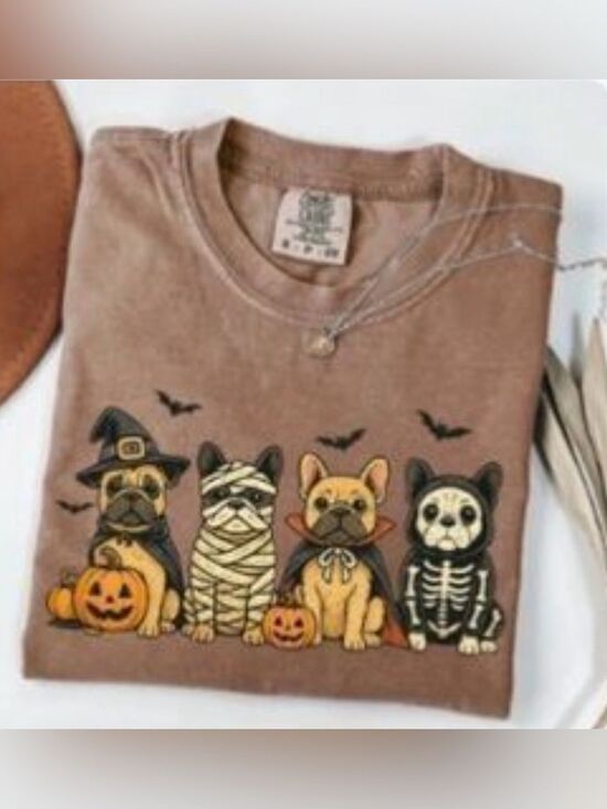 Comfort Colors Tops - Comfort Colors Frenchie Halloween T-shirt - Brown